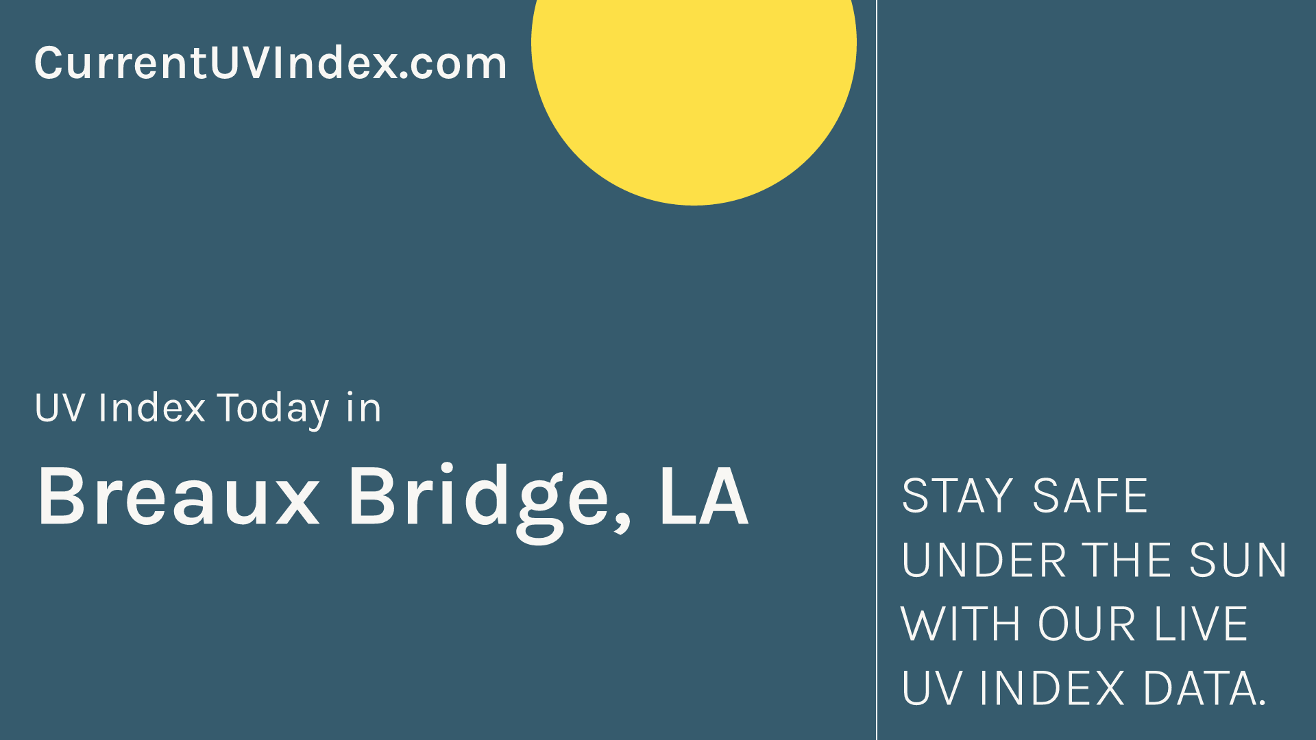 Breaux Bridge, LA: Current UV Index and Hourly Forecast