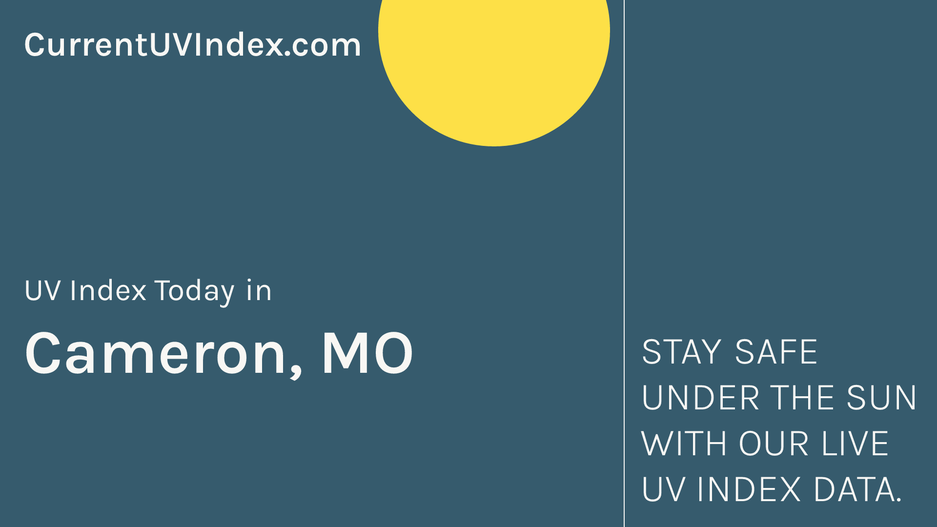 Cameron, MO Current UV Index and Hourly Forecast
