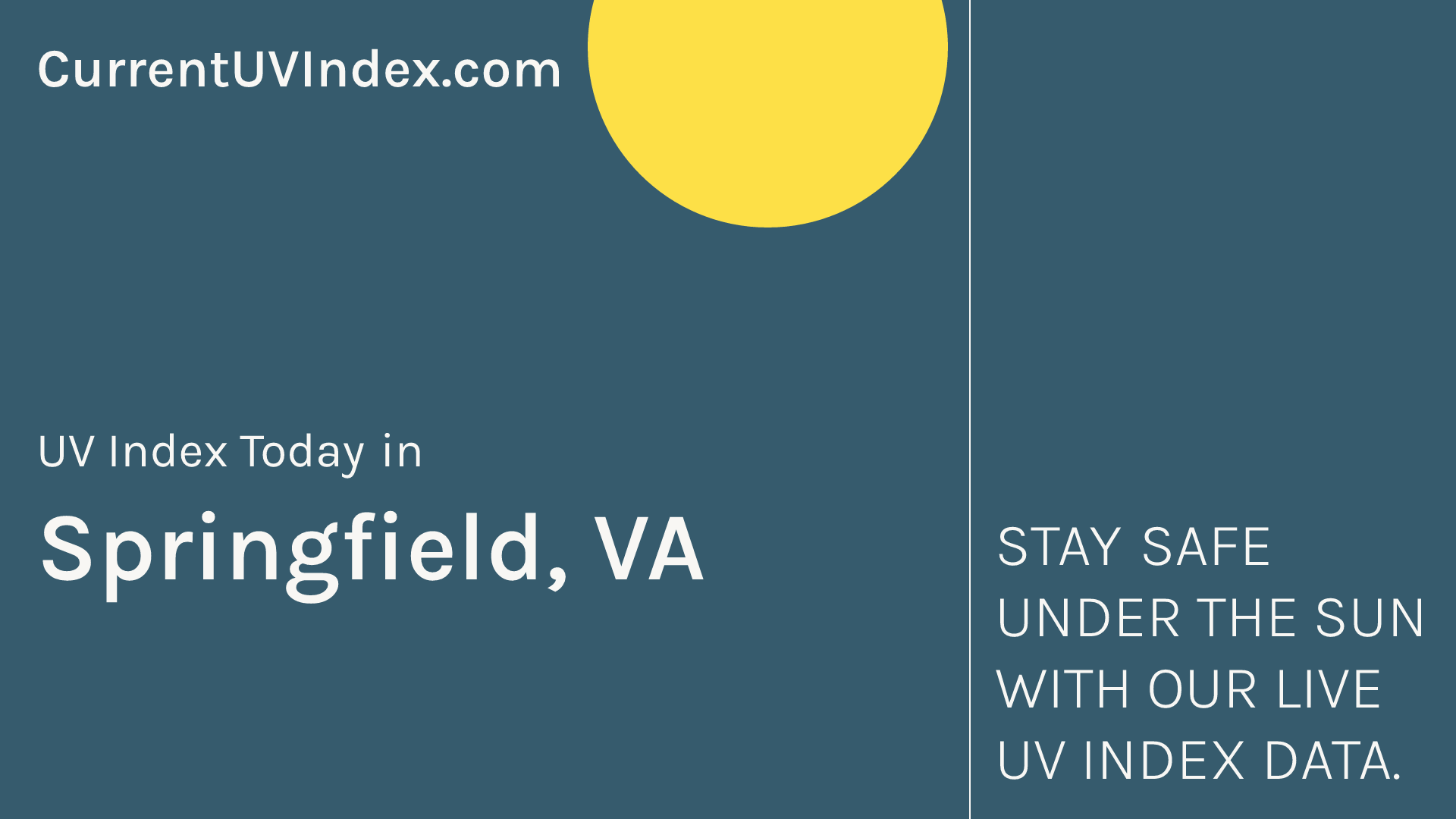 Springfield, VA: Current UV Index and Hourly Forecast