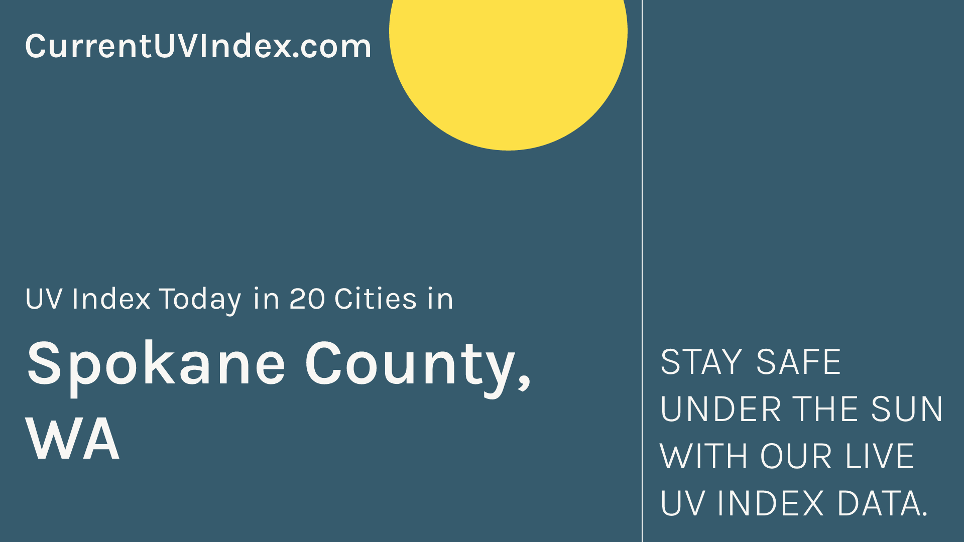 Spokane County, WA: Current UV Index and Hourly Forecast